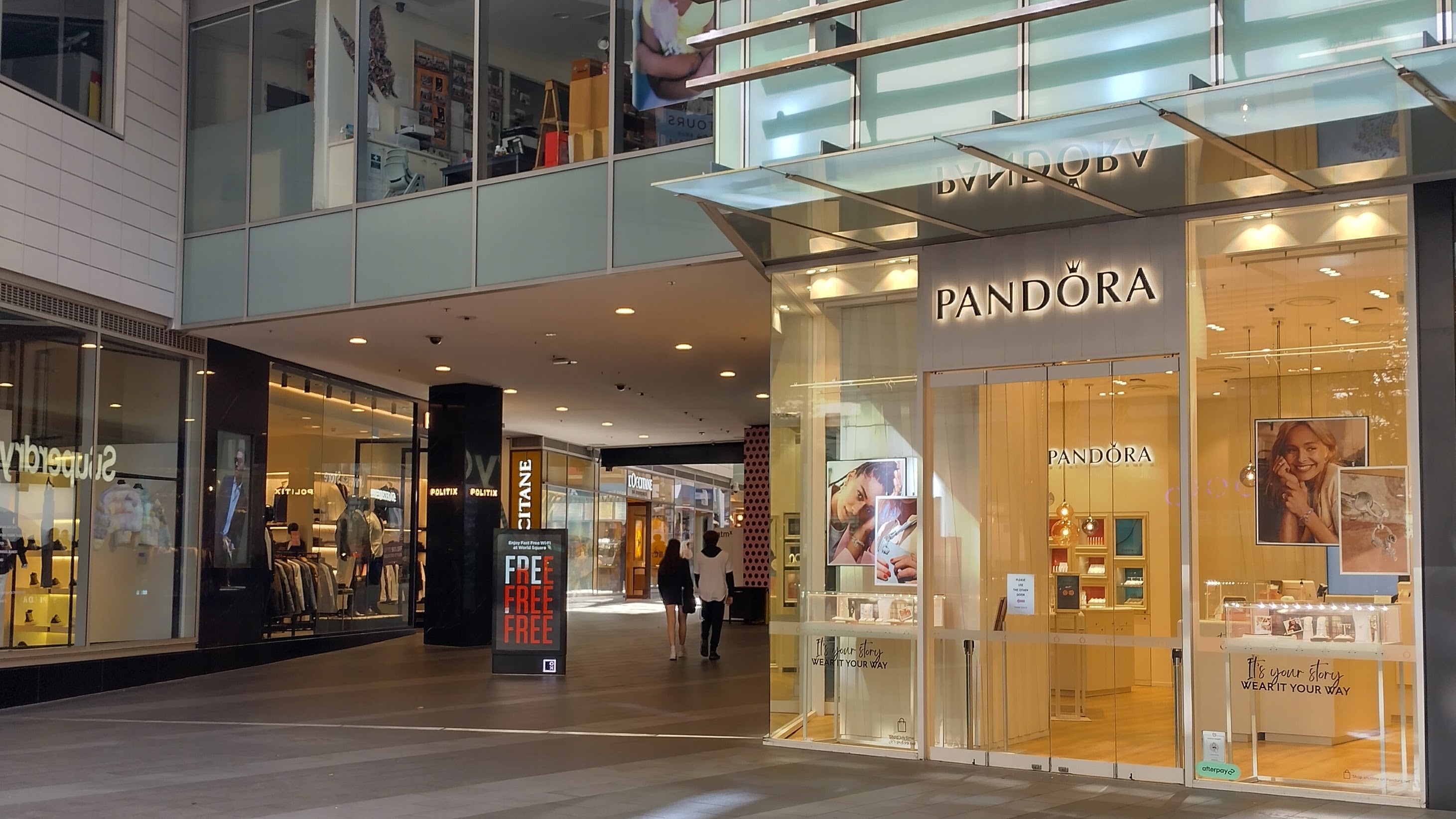 Storefronts in World Square, downtown Sydney